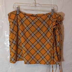 Size XXXL Plaid Wrap Skirt In Mustard Yellow By MADDEN NYC